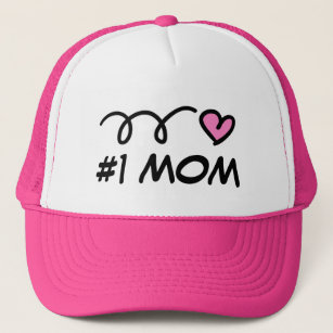 Number one #1 mum trucker hat with cute pink heart
