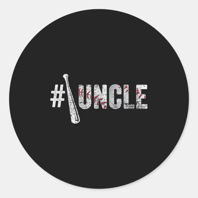 Number One Baseball Uncle Fathers Day Funny Baseba Classic Round Sticker (Front)