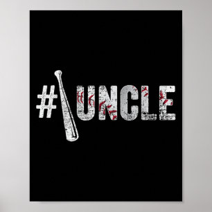 Number One Baseball Uncle Fathers Day Funny Baseba Poster