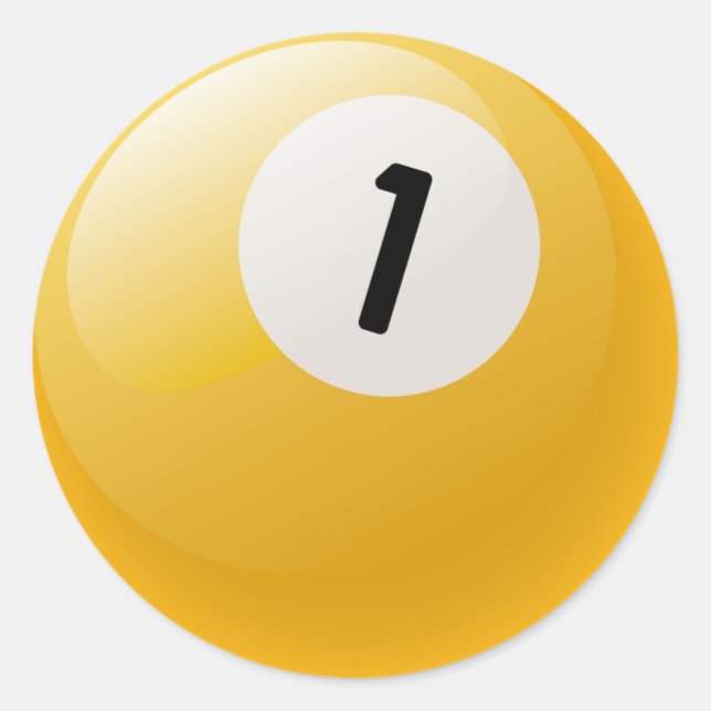 NUMBER ONE BILLIARDS BALL CLASSIC ROUND STICKER (Front)