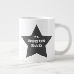 Number One Bonus Dad, #1 Grey Star Large Coffee Mug<br><div class="desc">NewparkLane - Fun and trendy Jumbo Mug, with a big charcoal grey star, with "#1 Bonus Dad" slogan. Great Father's Day or birthday gift for your stepfather! Easy to customise in Zazzle with your own text for a personalised design. All text styles, colours, sizes can be modified to fit your...</div>
