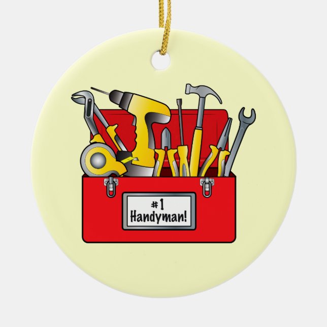 Number One Boss with Tool Box Ceramic Tree Decoration (Front)