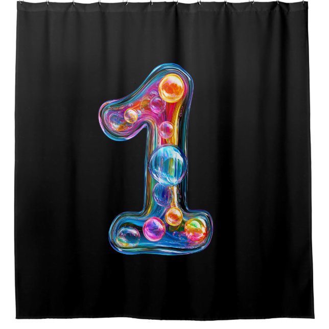 Number One Bubble Shower Curtain (Front)