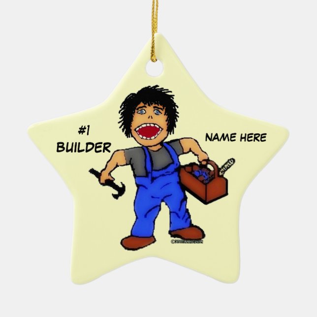 Number One Builder Ceramic Tree Decoration (Front)