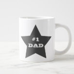 Number One Dad, #1 Grey Star Large Coffee Mug<br><div class="desc">NewparkLane - Fun and trendy Jumbo Mug, with a big charcoal grey star, and #1 DAD slogan. Great Father's Day or birthday gift! Easy to customise in Zazzle with your own text for a personalised design. All text style, colours, sizes can be modified to fit your needs. Check out this...</div>