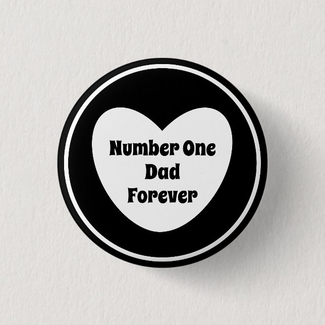 Number One Dad Black and White Modern Heart  3 Cm Round Badge (Front)