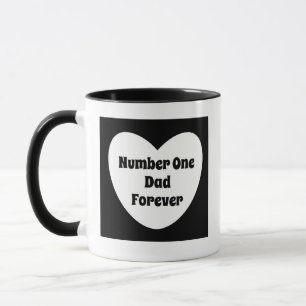Number One Dad Black and White Modern Heart Mug