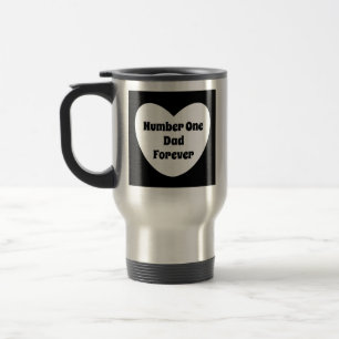 Number One Dad Black and White Modern Heart Travel Travel Mug