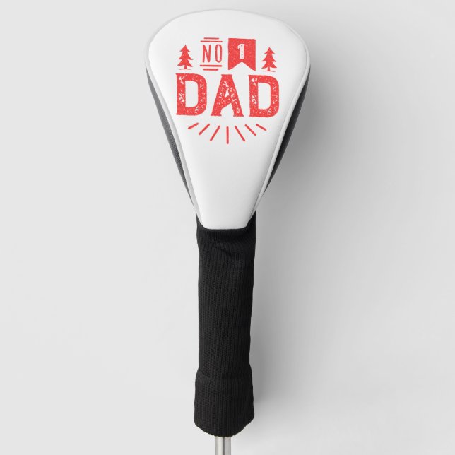 Number One Dad Driver Cover, White Golf Head Cover (Front)
