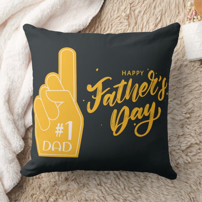 Number One Dad Foam Finger Typography Cushion (Blanket)