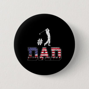 Number One Dad Golf-shirt Father Day American Flag 6 Cm Round Badge