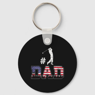 Number One Dad Golf-shirt Father Day American Flag Key Ring