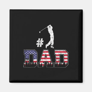 Number One Dad Golf-shirt Father Day American Flag Magnet