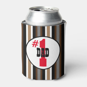 Number One Dad Grey, Brown and Black Stripes Can Cooler