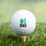 Number One Dad Teal and Black Father's Day Golf Balls<br><div class="desc">Create a special Father's Day gift for dad or grandpa personalised with your photos and text. This fun modern design says "#1 Dad" in bold text. Use the design tools to choose any fonts and colours you like or upload your own photos to design a completely one of a kind...</div>