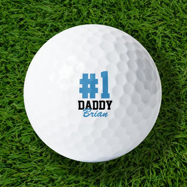 Number One Daddy Blue Monogrammed Father's Day Golf Balls (Creator Uploaded)