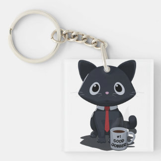 Number One Good Jobber Cat Key Ring