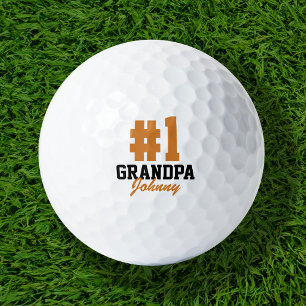 Number One Grandpa Orange Monogrammed Father's Day Golf Balls