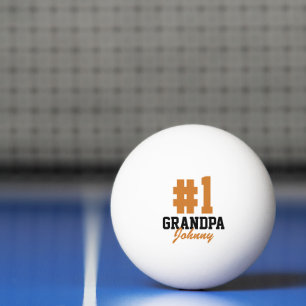 Number One Grandpa Orange Monogrammed Father's Day Ping Pong Ball
