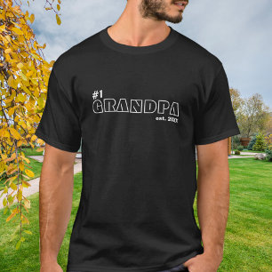 Number One Grandpa Outline Block Typography T-Shirt