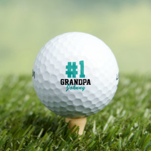 Number One Grandpa Teal Monogrammed Father's Day Golf Balls