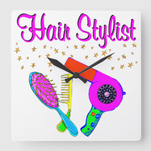 NUMBER ONE HAIR STYLIST AND BEAUTICIAN SQUARE WALL CLOCK