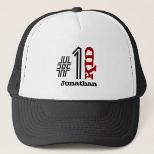 Number One KID Custom Name Red Black White V03 Trucker Hat