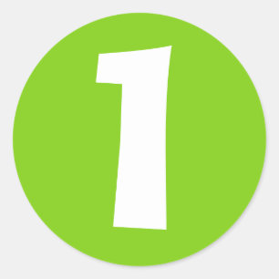 Number One Large Round Green Stickers by Janz