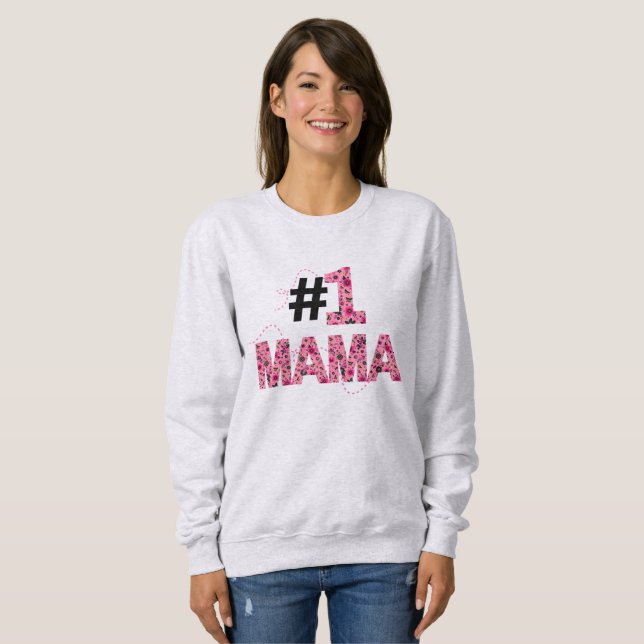 Number One Mama Typography Floral Bees  Sweatshirt (Front Full)