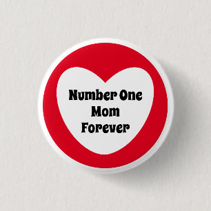 Number One Mum Cute Red White Heart 3 Cm Round Badge