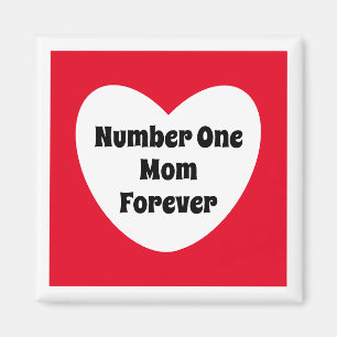 Number One Mum Cute Red White Heart Magnet