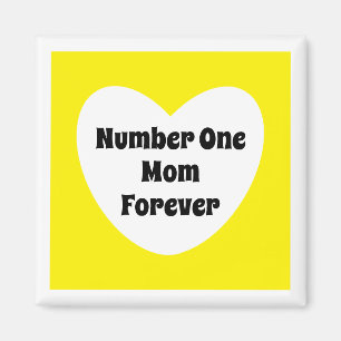 Number One Mum Cute Yellow White Heart Magnet