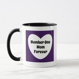Number One Mum Dark Purple Modern White Heart Mug