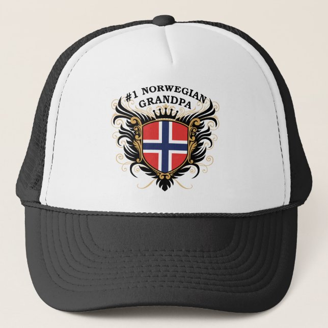 Number One Norwegian Grandpa Trucker Hat (Front)