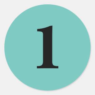 Number One planning supplies simple 1 aqua black Classic Round Sticker