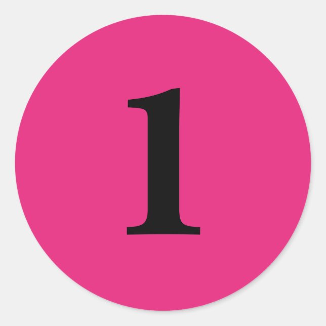 Number One planning supplies simple 1 pink black Classic Round Sticker (Front)