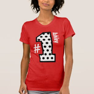 Number One Polka Dots Big Number Custom Name V10 T-Shirt