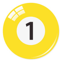 Number one pool ball stickers/labels