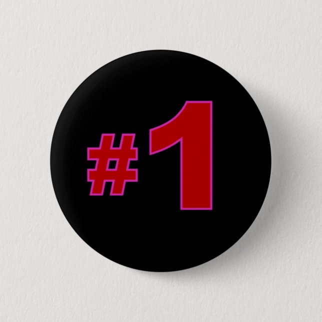 Number One Red 6 Cm Round Badge (Front)