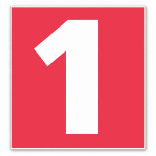 Number One Red and White Sticker