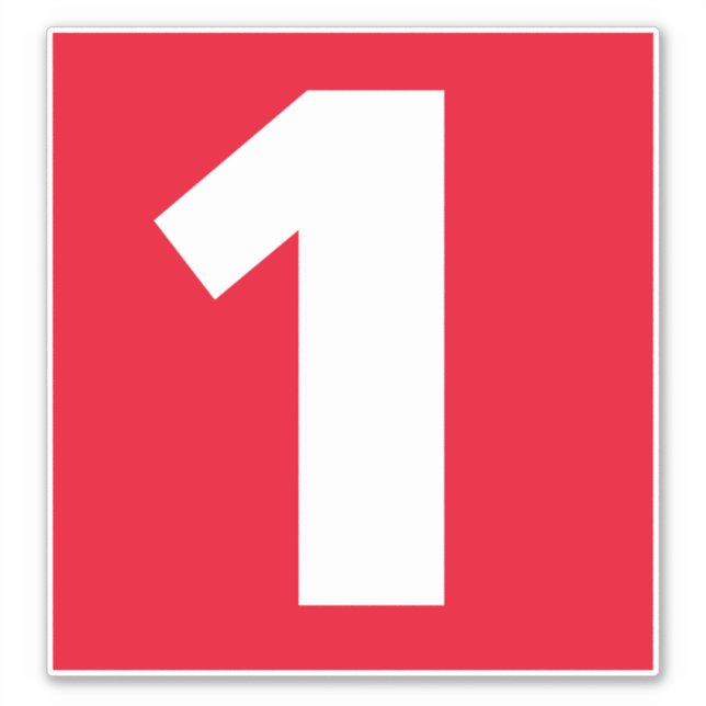 Number One Red and White Sticker (Front)