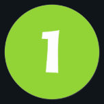 Number One Small Round Green Stickers by Janz<br><div class="desc">Custom Number Sticker Designs by Janz © 2008-2017 Jan Fitzgerald. All rights reserved. Graphic Design,  Artwork,  & Photography by Jan & Michael Fitzgerald.</div>