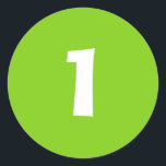 Number One Small Round Green Stickers by Janz<br><div class="desc">Custom Number Sticker Designs by Janz © 2008-2017 Jan Fitzgerald. All rights reserved. Graphic Design,  Artwork,  & Photography by Jan & Michael Fitzgerald.</div>