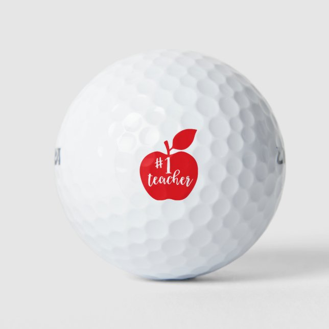 Number One Teacher Apple Golf Balls (Front)