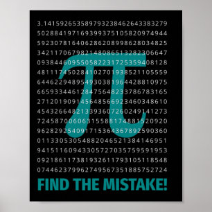 Number Pi Math Saying With Number Pi Find The Mist Poster