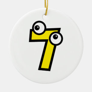 Number Seven Ceramic Tree Decoration