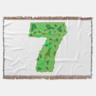 Number seven in camouflage color throw blanket