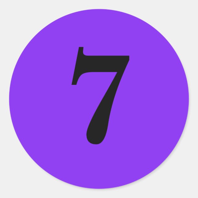 Number Seven planning simple 7 purple black Classic Round Sticker (Front)