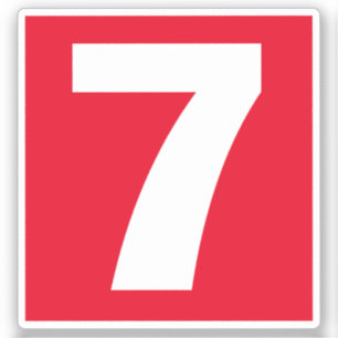 Number Seven Red and White Sticker
