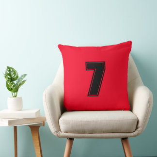 Number Seven Red Black Home Decor Grade A Cotton Cushion
